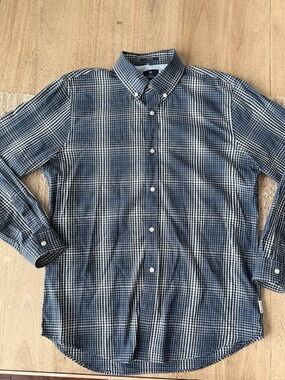 Ben Sherman ivory gradient check button-down shirt Classic Preppy Large